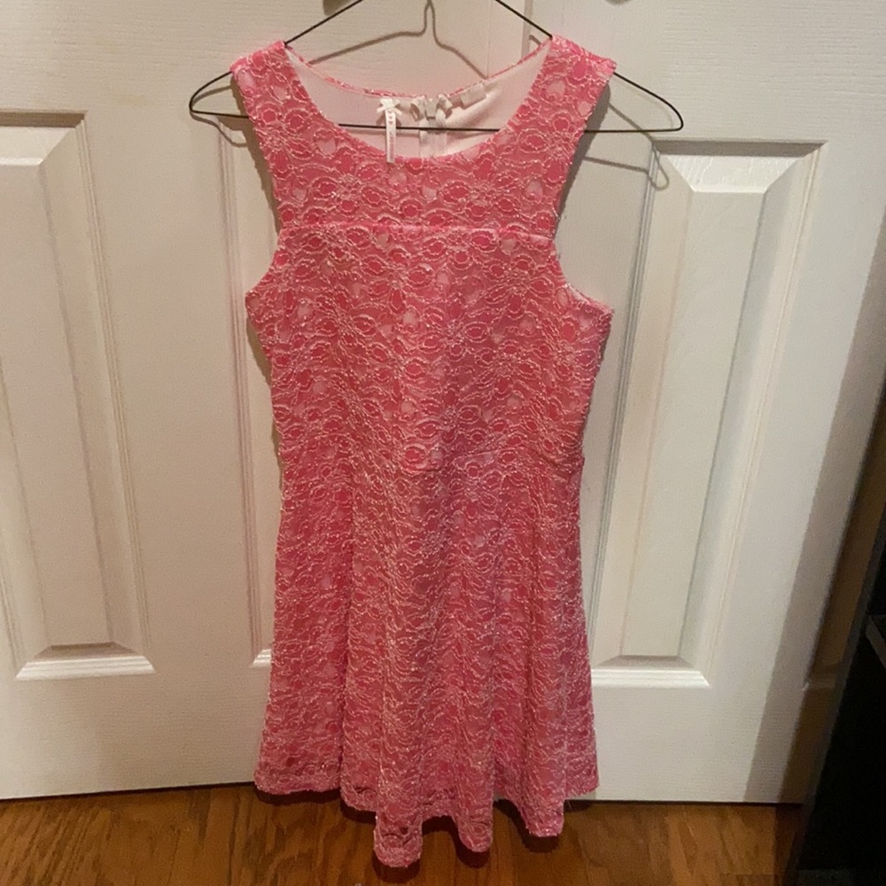 Scooter Kid's Girl's Pink and White Tank Top Formal Dress L 14